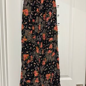 Floral Black Flowy Pants